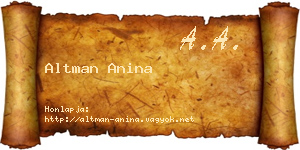 Altman Anina névjegykártya